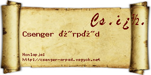 Csenger Árpád névjegykártya